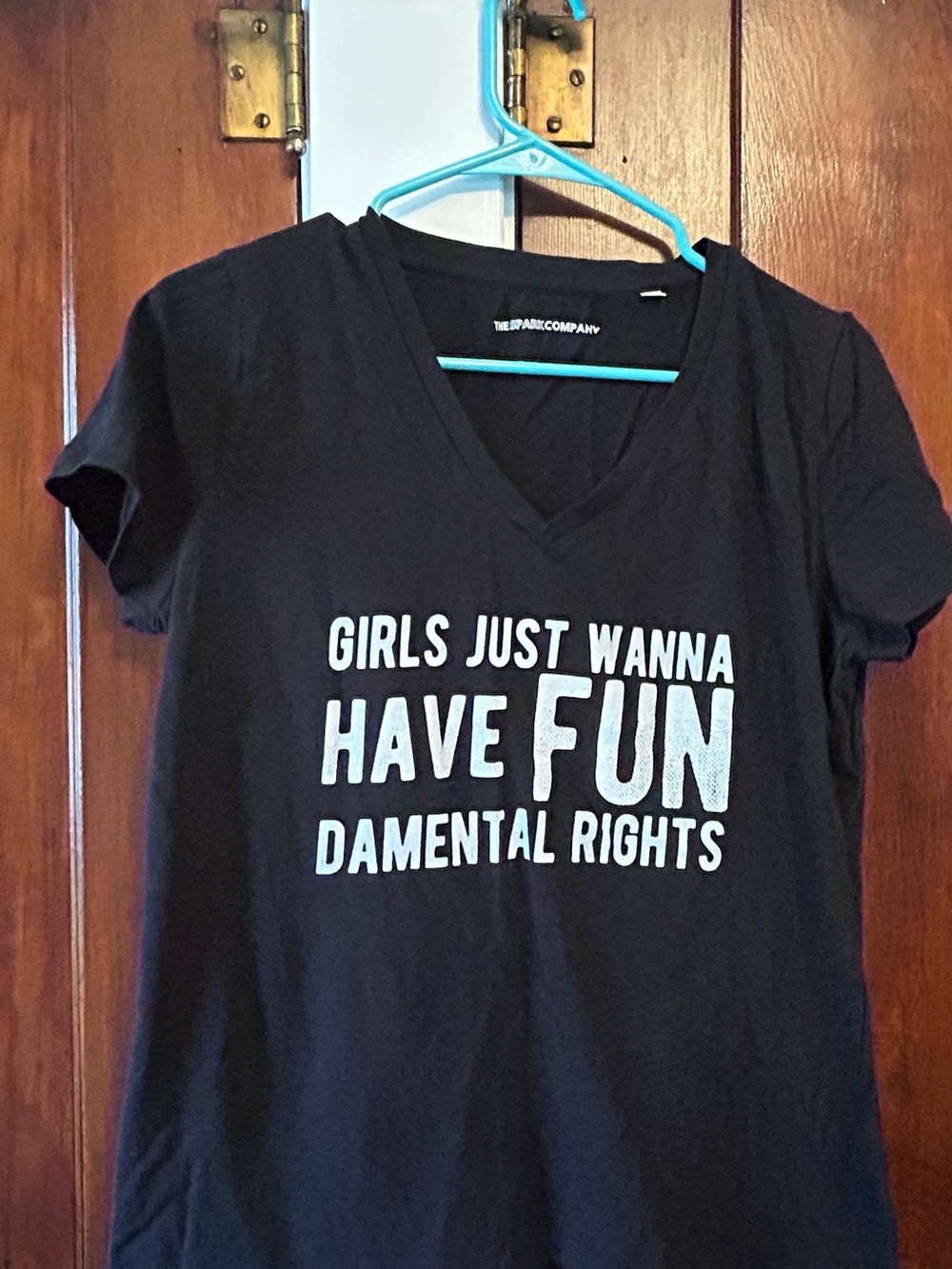 Girls Just Wanna Have FUNdamental Rights V-Neck Tee - Black